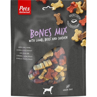 PETS UNLIMITED Snacks für ausgewachsene Hunde mit Lamm, Rind und Huhn Gran Free Behälter 150 g