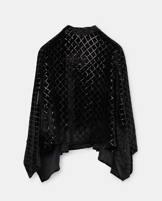 Poncho de Veludo e Lantejoulas - Preto