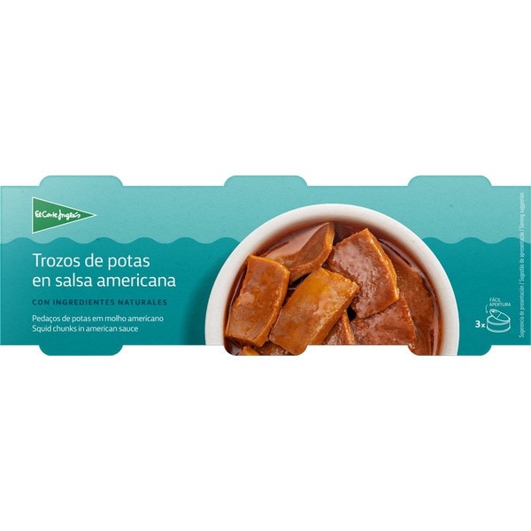 Squid chunks in American sauce 3-pack tin 59 drained weight g