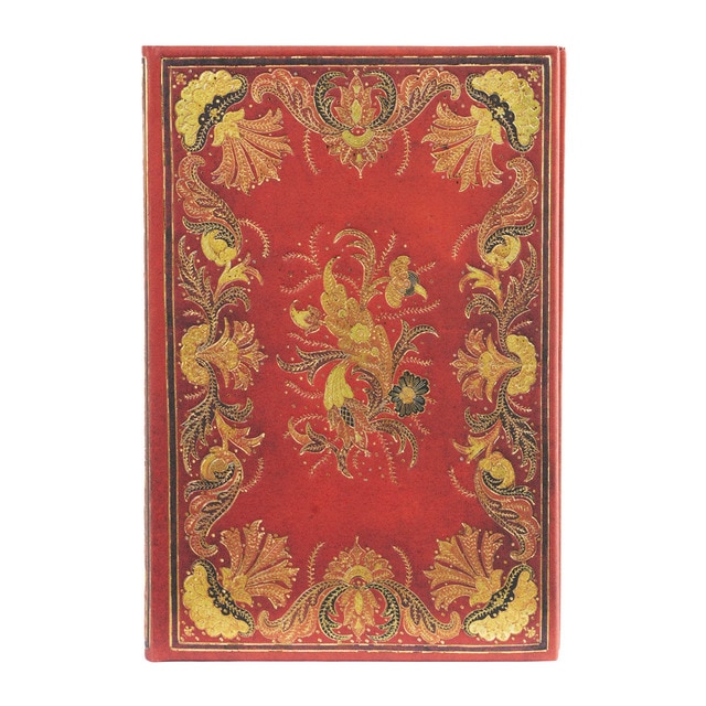 Libreta de direcciones Fiammetta Mini (95x140x18mm) de 128 páginas y cierre con banda elástica Paperblanks rojo.