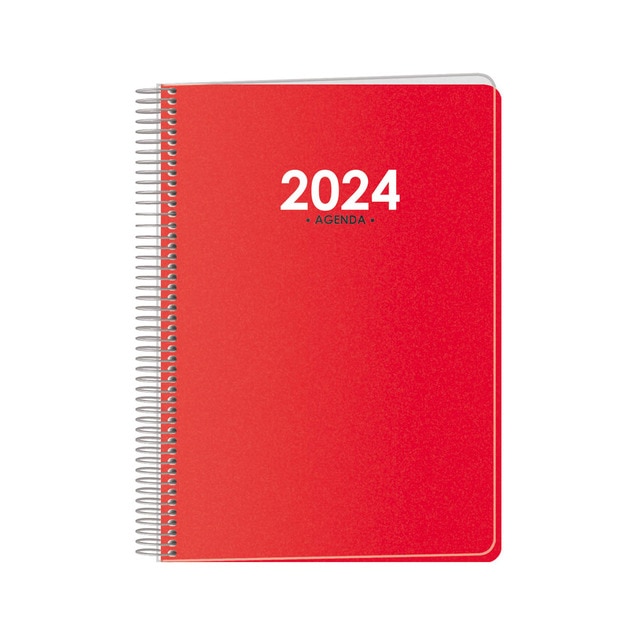 Agenda día página 15 x 21 cm. Metrópoli Dohe rojo castellano.