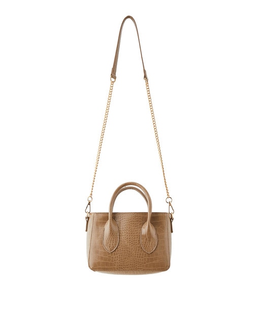 Bolso de mujer efecto cocodrilo con doble asa y cadena