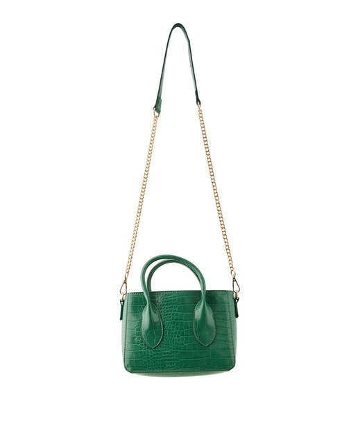 Bolso de mujer efecto cocodrilo con doble asa y cadena