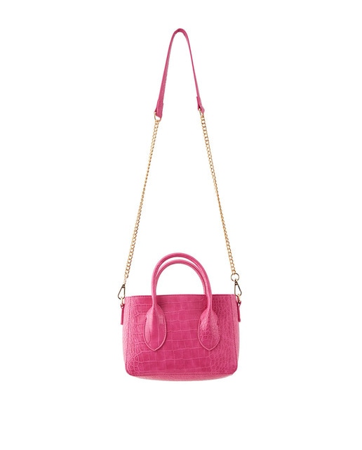 Bolso de mujer efecto cocodrilo con doble asa y cadena