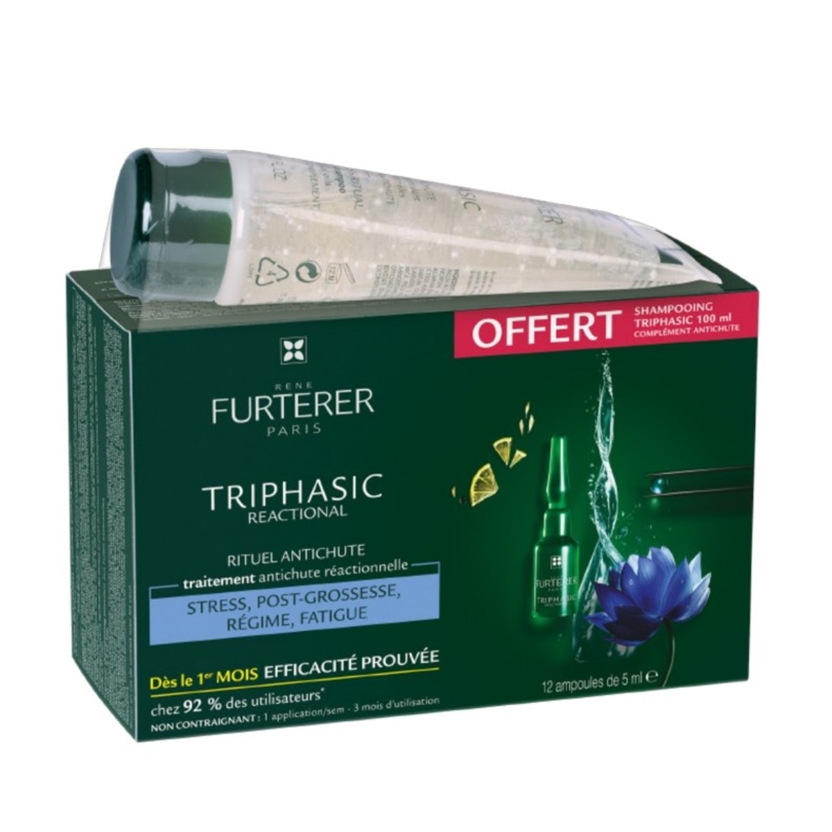 Imagem 0 de Pack de 12 ampolas capilares + Champô estimulante Triphasic 100 ml
