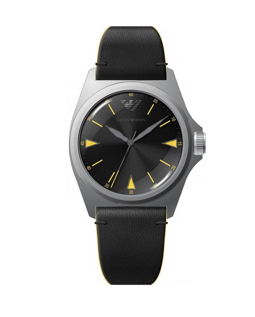 Reloj analógico hombre piel - negro