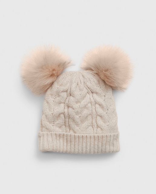 Gorro de niña de punto con pompones
