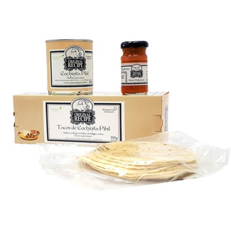 GOURMET PASSION Original Recipe Kit für Tacos de Cochinita mit Füllung, Weizenmehl-Tortillas und Sauce Behälter 505 g