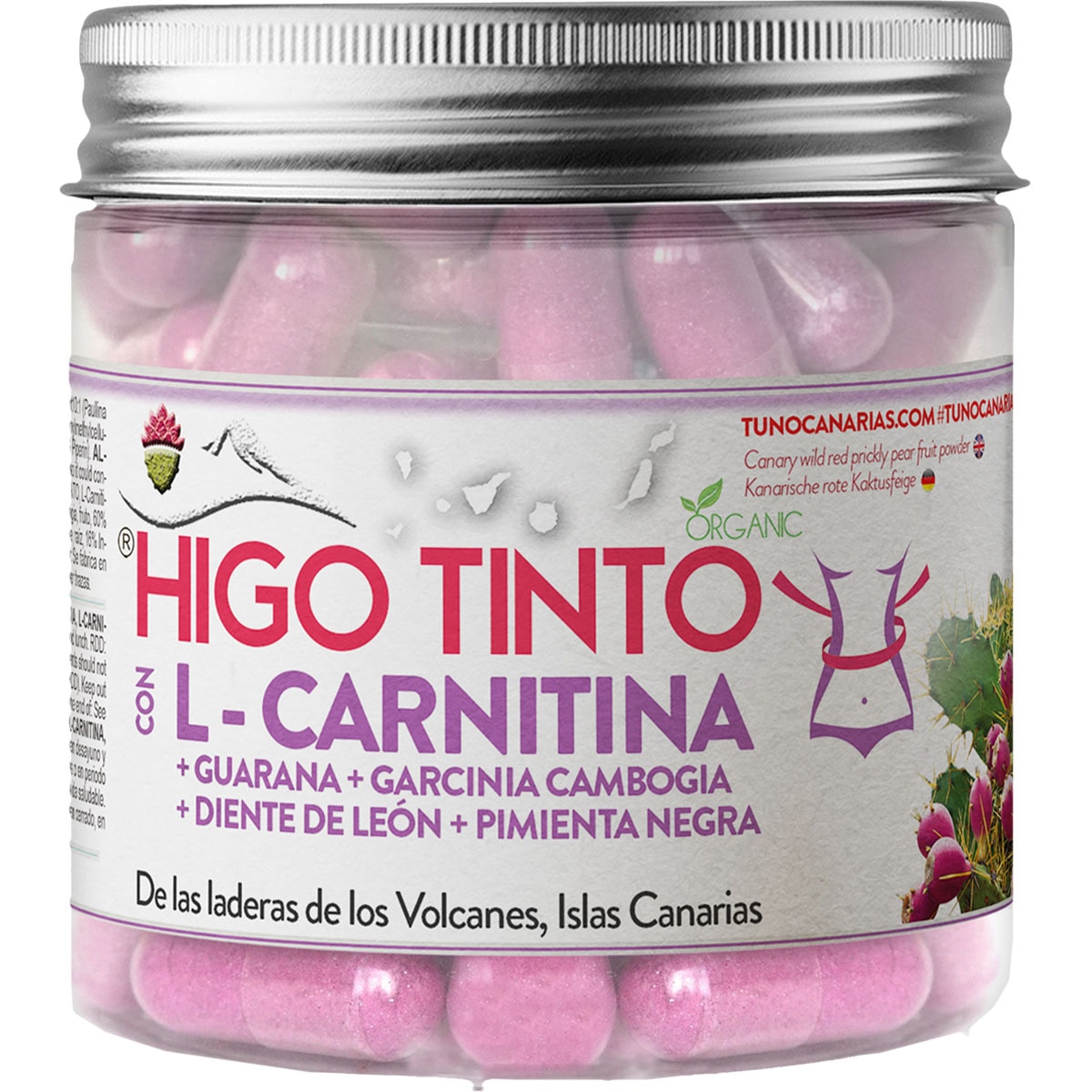 Higo tinto con Lcarnitina, guaraná, garcinia cambogia, diente de león y pimienta negra envase