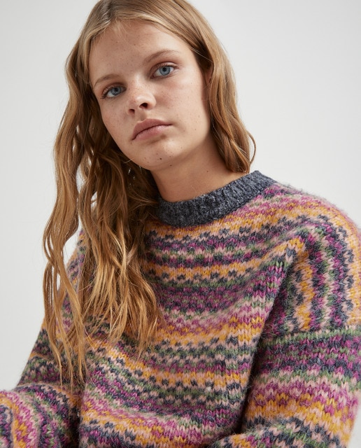 Jersey de punto con cuello redondo mujer
