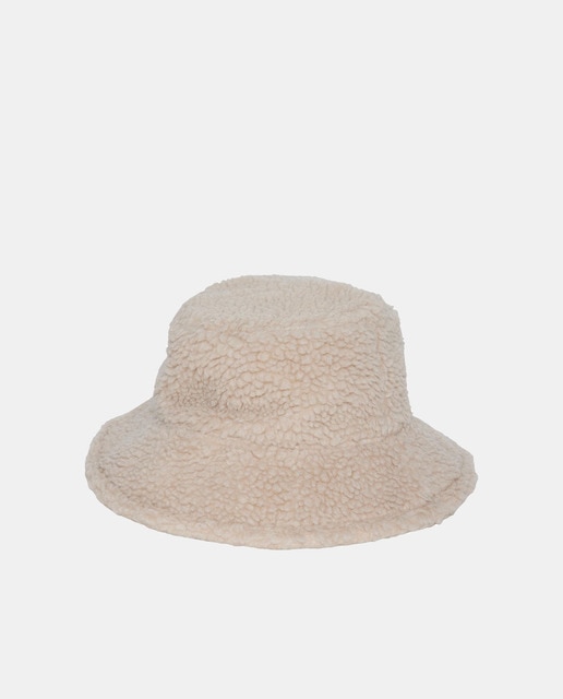 Gorro bucket de borrego en tono natural