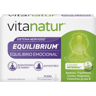 VITANATUR Equilibrium complemento alimenticio que ayuda a la adaptación frente al estrés caja 30 comprimidos para mantener un buen estado de ánimo