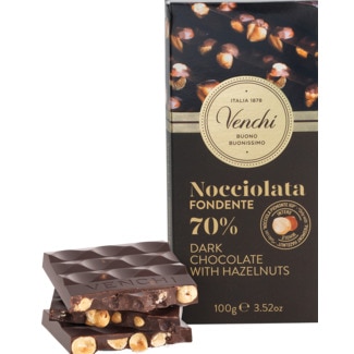 Venchi Chocolate Preto 70% com Avelãs tablete 100 g