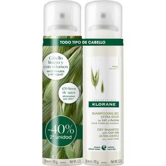 KLORANE champú en seco extra suave a la leche de Avena pack spray 2x150 ml