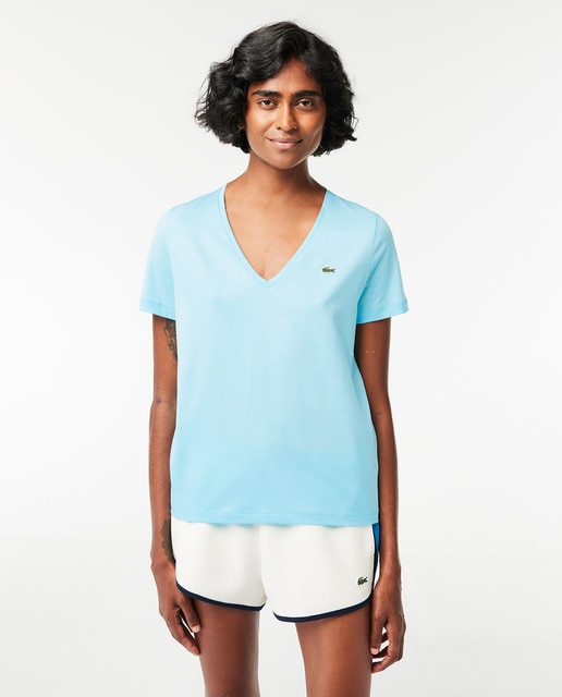 Lacoste - Camiseta manga corta y cuello pico loose fit.