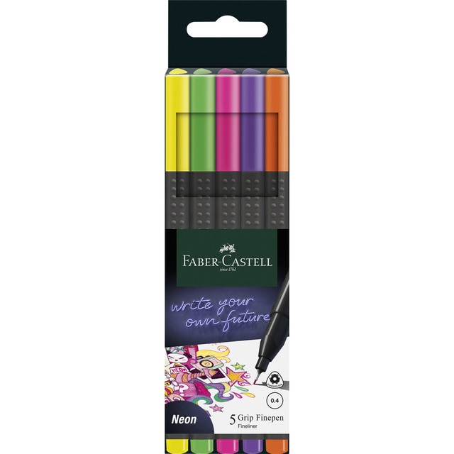 Estuche 30 rotuladores Finepen 04,mm Faber-Castell multicolor neón.