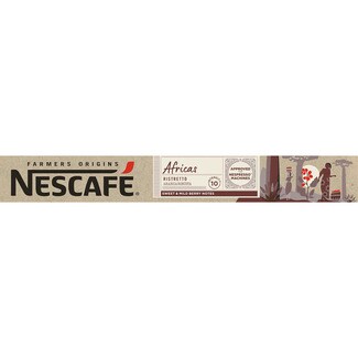 NESCAFE FARMERS ORIGINS Africas café ristretto arábica robusta intensidad 10 estuche 10 cápsulas compatibles con máquinas Nespresso