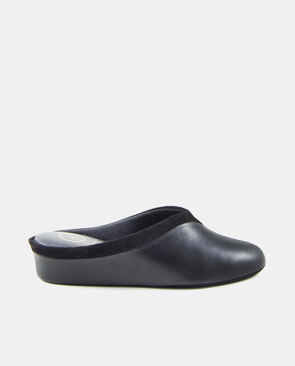 Kosma - Zapatillas de casa abiertas de mujer en piel con cuña.