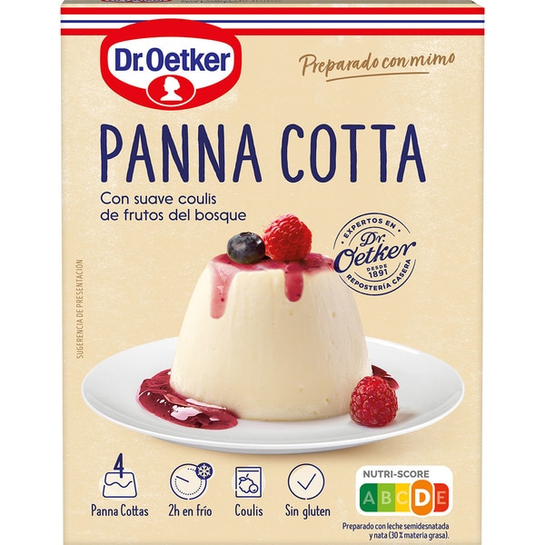 Panna Cotta zur Zubereitung mit Waldbeer-Coulis und glutenfrei Karton 110 g