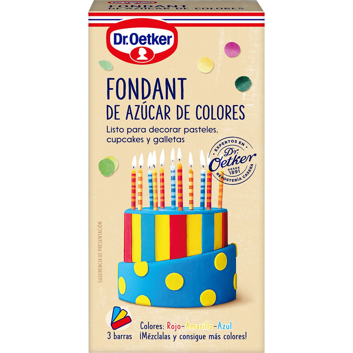 fondant de azúcar de colores