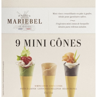 MAISON MARIEBEL mini conos crujientes de barquillo ideales para rellenos salados estuche 9 unidades