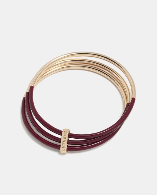 Pulsera semanario Porto dorada y granate