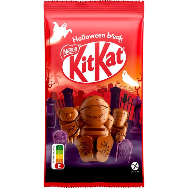 NESTLE KIT KAT Halloween break barritas de galleta recubiertas de chocolate con leche sin gluten unidad 123 g se surten según existencias