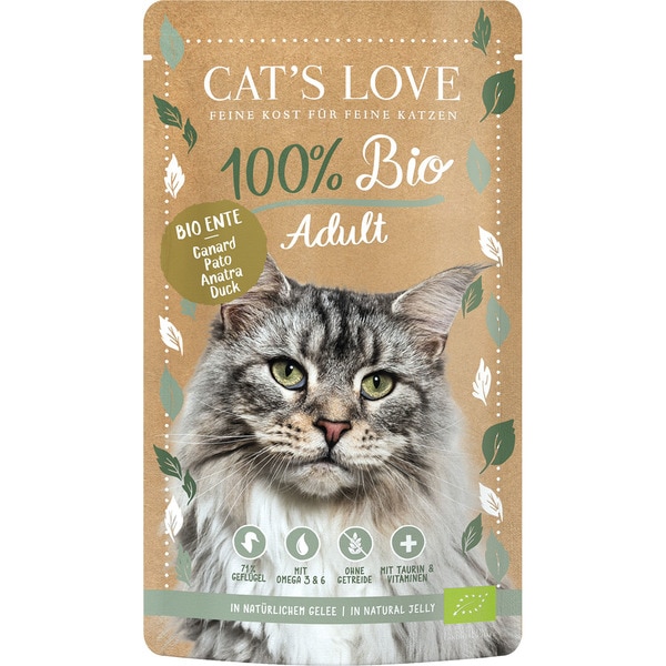 Feuchtfutter für ausgewachsene Katzen mit Ente Bio Tütchen 100 g