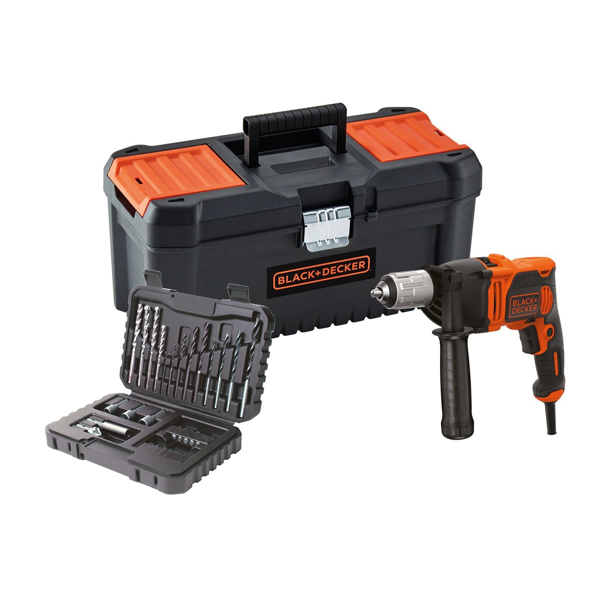 BLACK+DECKER – Taladro Percutor 850 W BLACK + DECKER BEH850KA32-QS + caja + accesorios.
