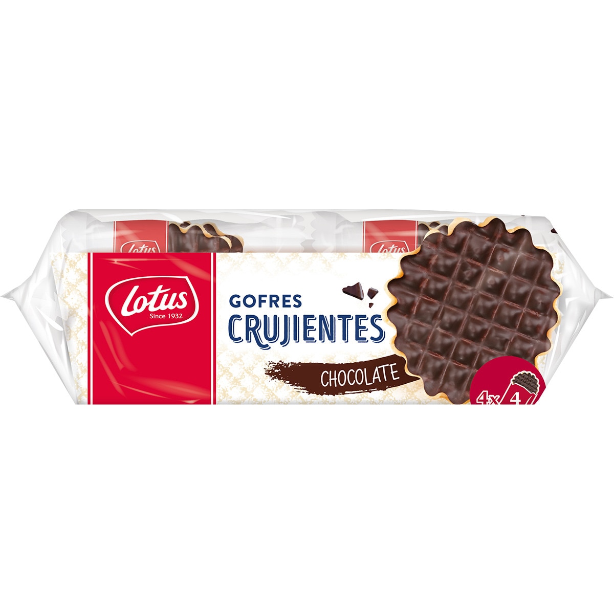 gofres crujientes de chocolate 4 paquetes de 4 unidades