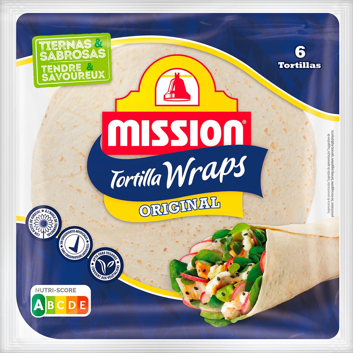 Tortilla wraps original 6 tortillas bolsa 240 g · MISSION