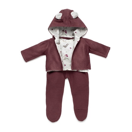 La ropita de mi muñeco Bebé Conjunto granate 