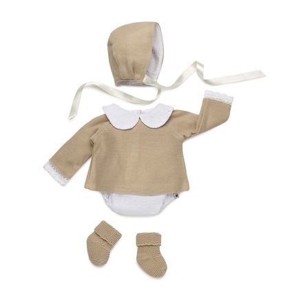 La ropita de mi muñeco Bebé Conjunto beige 