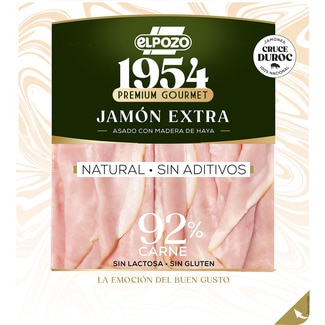 ELPOZO Edición 1954 Premium Gourmet auf Buchenholz gegrillter Schinken extra naturbelassen ohne Zusatzstoffe in Scheiben glutenfrei laktosefrei Packung 130 g