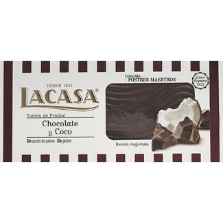 LACASA turrón de chocolate y coco Sin Gluten Calidad Suprema tableta 225 g