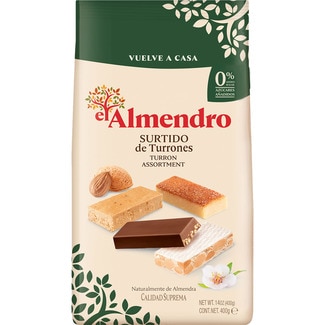 EL ALMENDRO Supreme Quality assortment 4 varieties of nougat 0% added sugar case 400 g