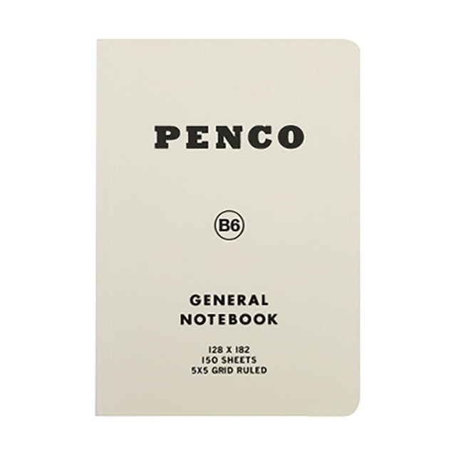 Cuaderno B6 tapa flexible y hoja cuadriculada 5x5 Penco blanco.