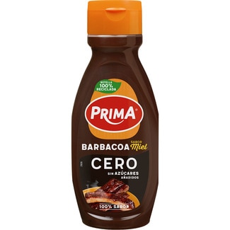 PRIMA salsa barbacoa sabor miel cero sin azúcares añadidos bote 420 g
