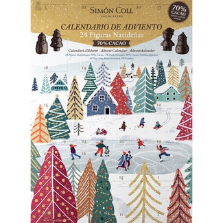 SIMON COLL calendario Adviento con figuritas de chocolate 70% cacao (24 unidades) estuche 216 g