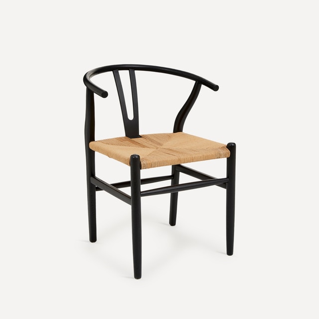 Silla de comedor de madera de roble y ratán Shanghai El Corte Inglés