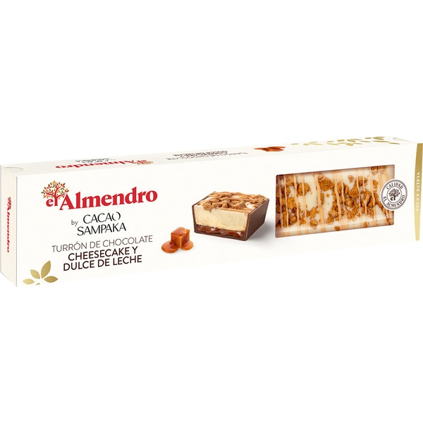 EL ALMENDRO turron de chocolate con cheesecake y dulce de leche by Cacao Sampaka estuche 190 g