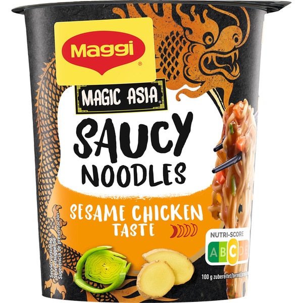 noodles Saucy sésamo con pollo vaso 75 g neto escurrido