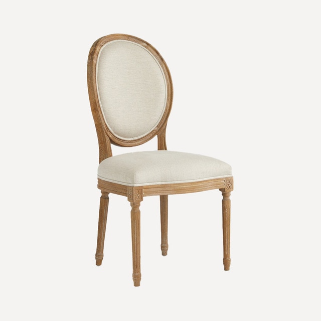 Silla de comedor redonda de madera de roble tapizada en lino Fulham El Corte Inglés