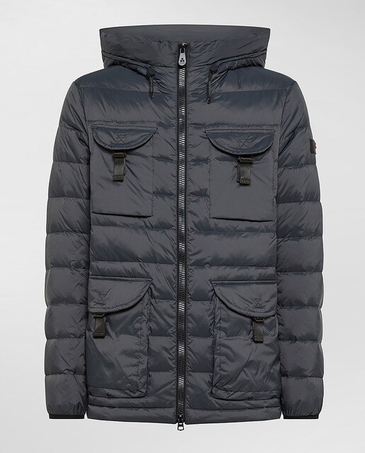 Chaqueta de hombre con cremallera, cuatro bolsillos y capucha