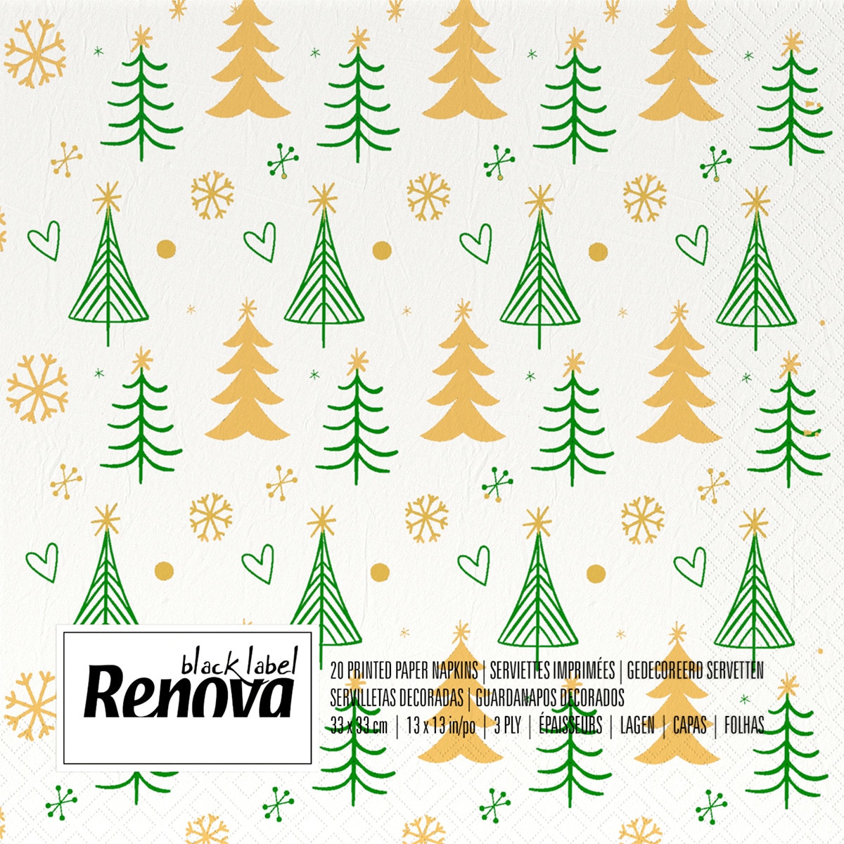 Servilletas Caspari Navidad Invierno – Bayas Y Hojas, 33 Cm, 3 Capas, Paquete De 20 (Multicolor)