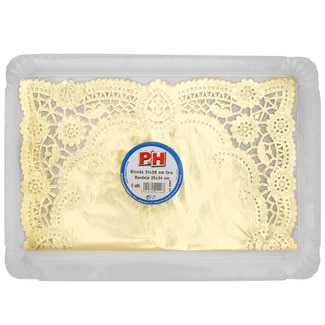 P&H Einweg-Zierdeckchen Gold 31x38 cm und Einwegteller 25x34 cm