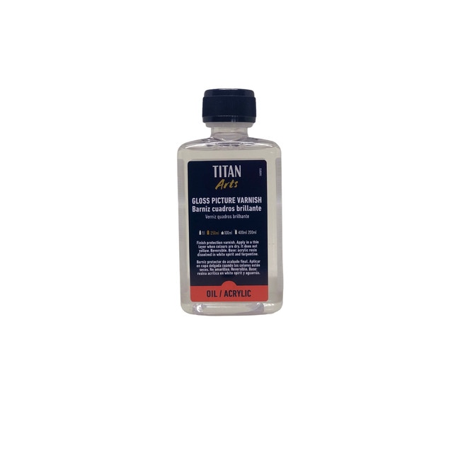 Botella de barniz cuadros brillante 250ml TITAN Arts.