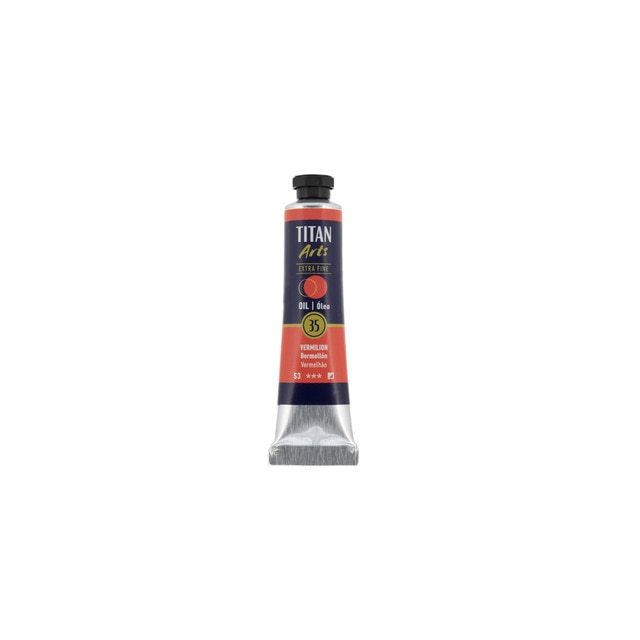 Tubo de pintura al óleo TITAN Arts extra fine 20ml bermellón.