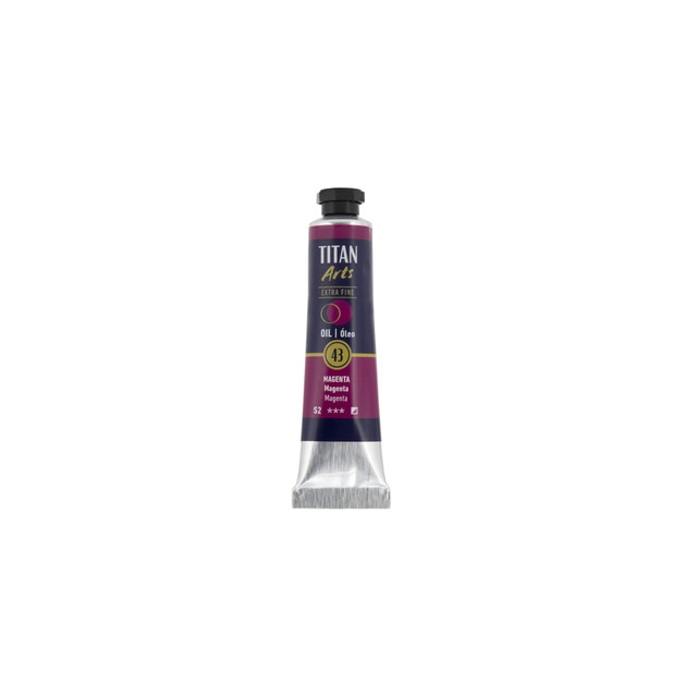 Tubo de pintura al óleo extra fine 20ml TITAN Arts magenta.