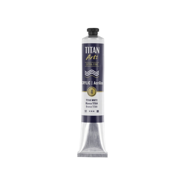 Tubo de pintura acrílica 60ml extra fine TITAN Arts blanco titan.